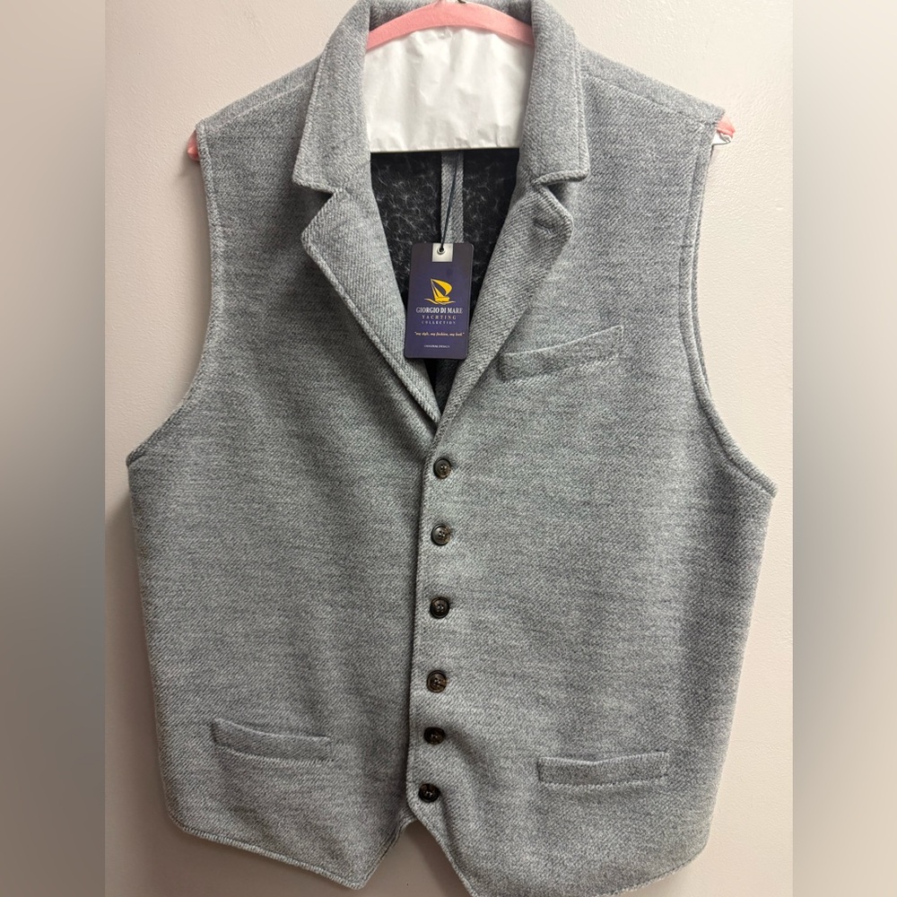 MEN’S NWT Giorgio Di Mare Stylish Gray Vest. XXXL (Narrow Cut/More Like XL-1X)